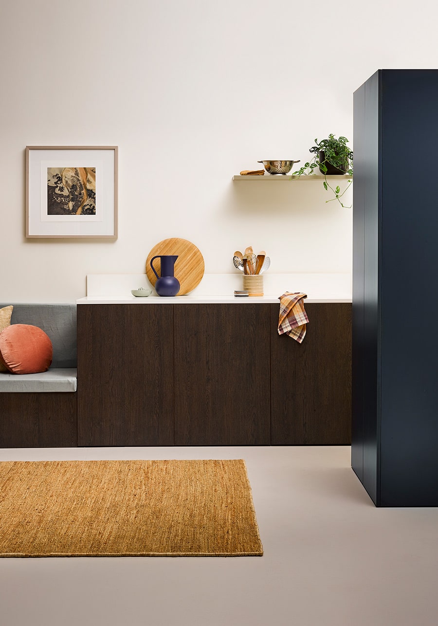 Kitchen-Featuring-Melteca-Borders-Oak-Char-Blue-Cabinetry