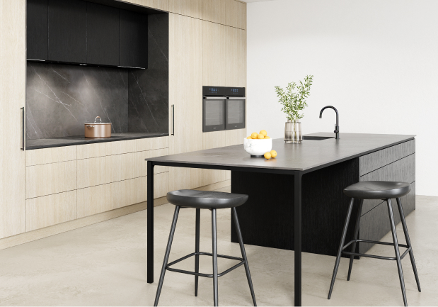 Modern black kitchen island